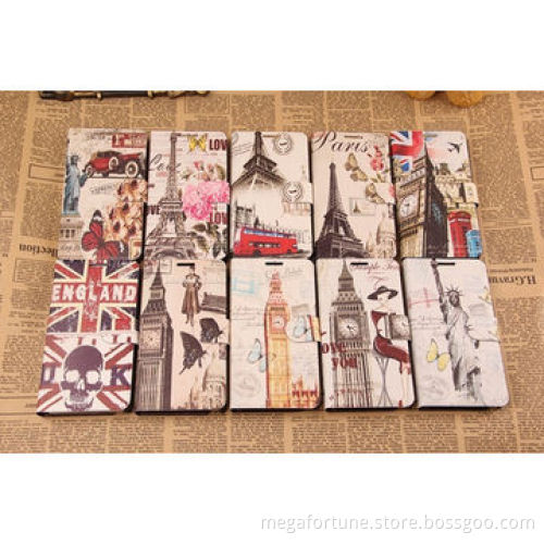 PU leather case for Galaxy S5, real leather, printed pattern